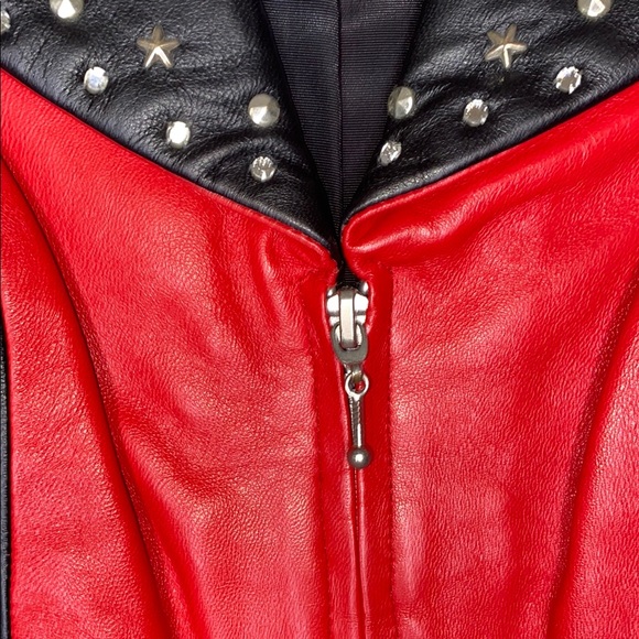 Natural Born Winner Studded Black Red Leather Vest Made in USA XXS/XS - Picture 3 of 14